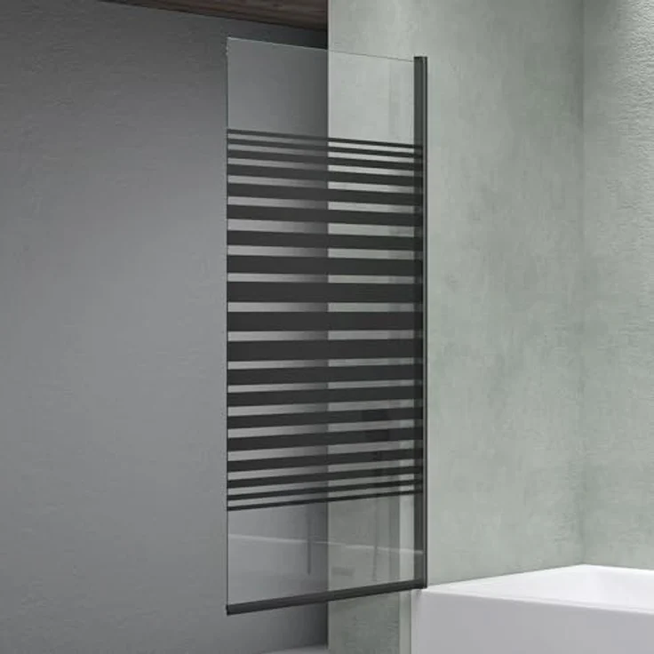 Mai & Mai Cortona201 Badewannenwand, Duschabtrennung aus 6mm ESG-Sicherheitsglas mit NANO-Versiegelung, teilsatiniert, 80x140cm, schwarz – Bild 3