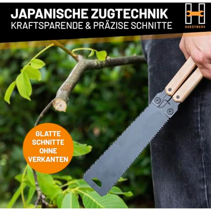 HARDTWERK Klappbare Japansäge, SK5-Stahlblatt mit zwei Schneidseiten für präzise Schnitte, ideal für Gartenarbeit und Camping – Bild 5