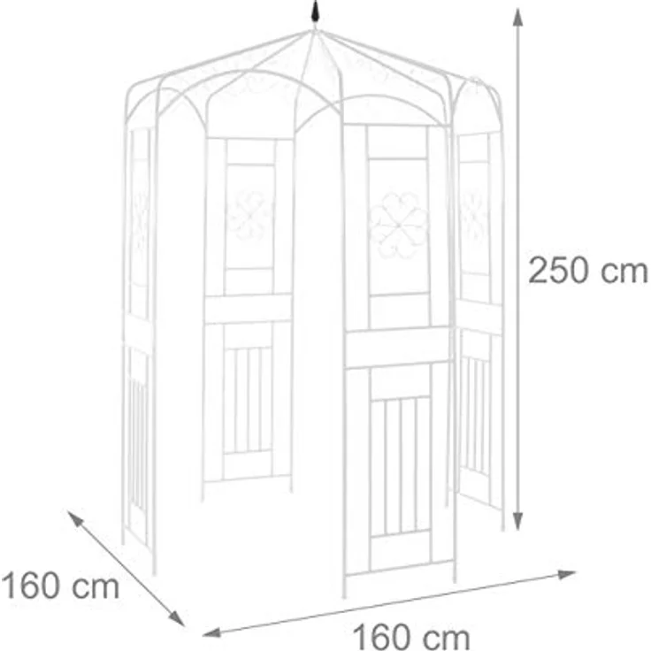 Relaxdays Rosenpavillon Metall, Rankhilfe für Kletterpflanzen, Garten, dekorativer Rankpavillon, HBT 250x160x160cm, weiß – Bild 4
