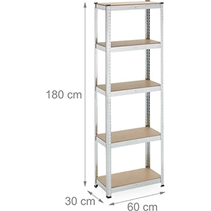 relaxdays Schwerlastregal Verzinktes Schwerlastregal mit 5 Ebenen, Silber, 500 kg Gesamttraglast – Bild 4