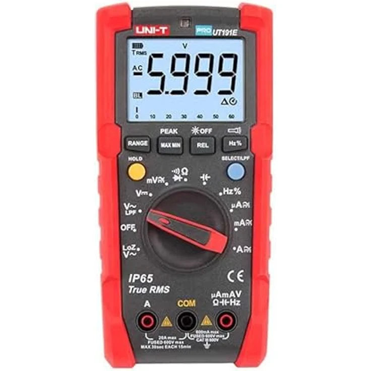 UNI-T UT191E Professionelles Multimeter, IP65, 600V AC/DC, 20A, RMS-/Peak-Wert Messung, automatische Hintergrundbeleuchtung – Bild 4