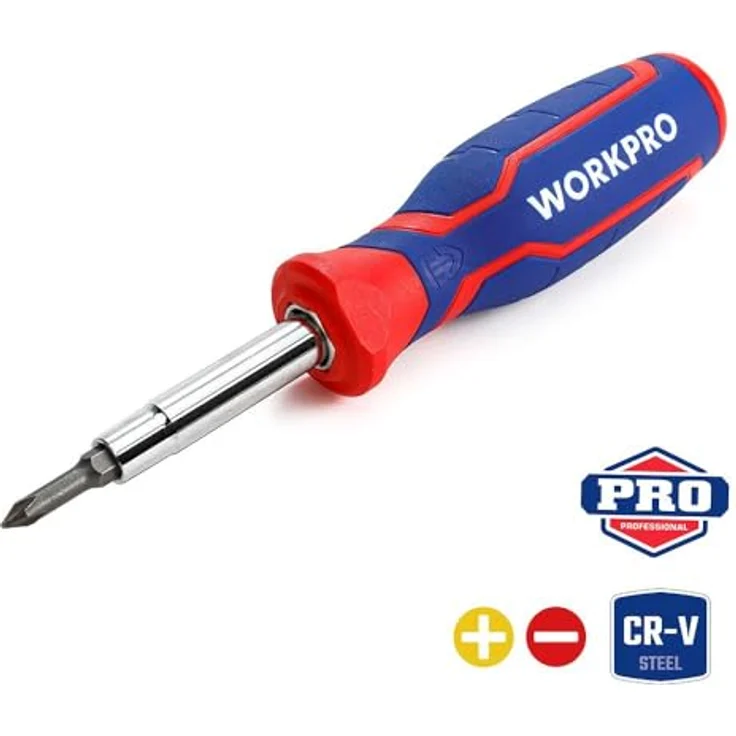 WorkPro Bit-Schraubendreher Set, PH2 und PH1 mit ergonomischem Griff und Chrom-Vanadium-Klingen, 78mm und 65mm Bits – Bild 2