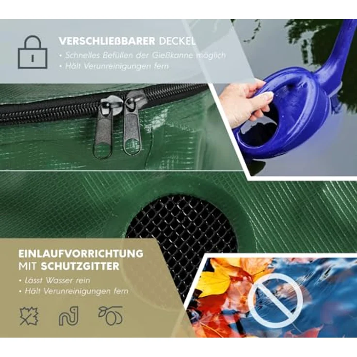 WESTMANN Faltbare Regentonne | 500 Liter Grün | Regenwassertank & Regenfass mit 2 Abläufen – Bild 3