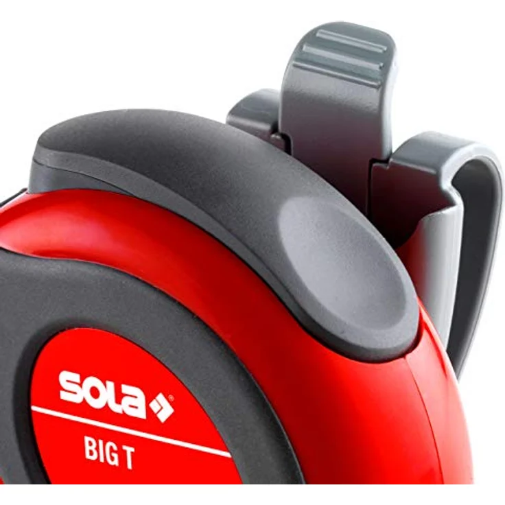 SOLA Bandmaß - BIG T - 8m - 25mm - extrem robustes Profi-Rollbandmaß mit Gürtelclip - Stahlband, gelb lackiert mit mm Skala - Genauigkeitsklasse I - Rollmeter mit rutschfestem Endhaken - Länge 8m-25mm – Bild 4