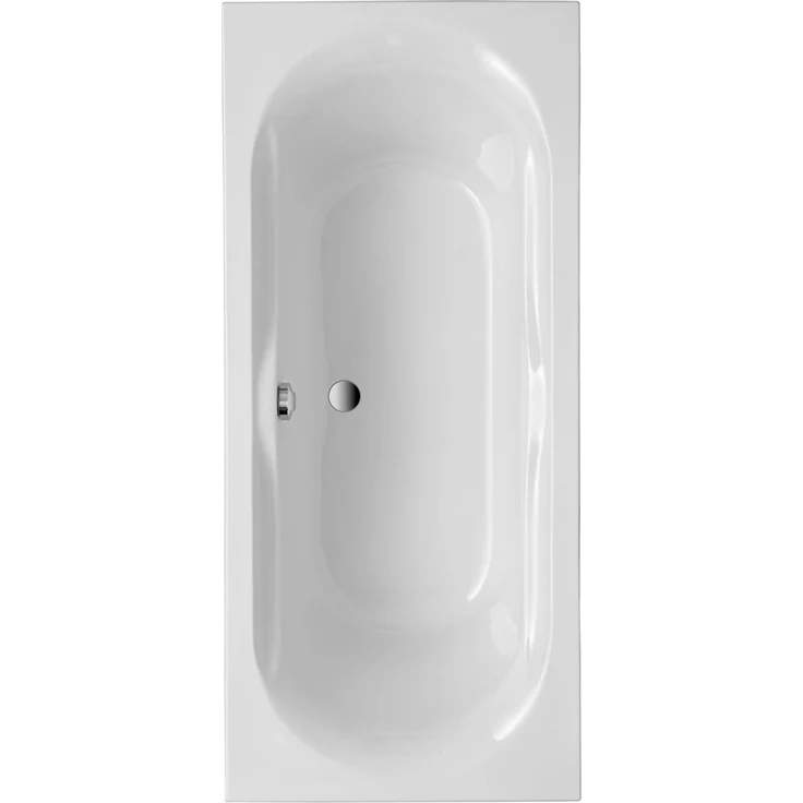 Ottofond Badewanne Madera 180 x 80 cm, weiß - Sanitäracryl, 180 L Fassungsvermögen, Mittelablauf