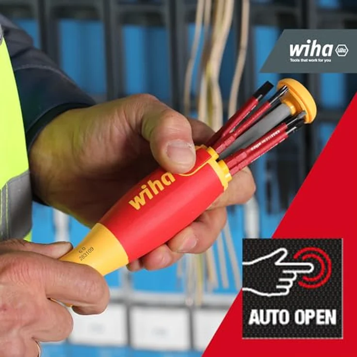 Wiha Schraubendreher mit Bit Magazin LiftUp electric Phillips, Schlitz mit 6 slimBits in Blister (38612), VDE-geprüft, stückgeprüft, Bits im Griff, langlebig, universell, Bitsatz, Bithalter, platzsparend, kompakt, stabil – Bild 4