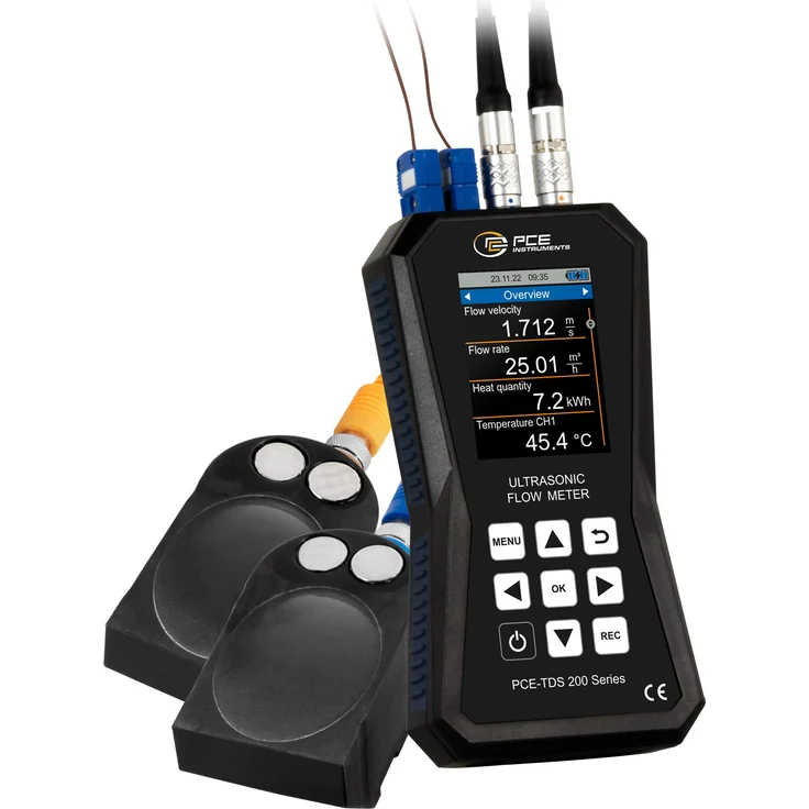 PCE Instruments Ultraschall-Durchflussmessgerät PCE-TDS 200+ L, mit ±32 m/s Messbereich, 32 GB Speicher und LC Farbdisplay