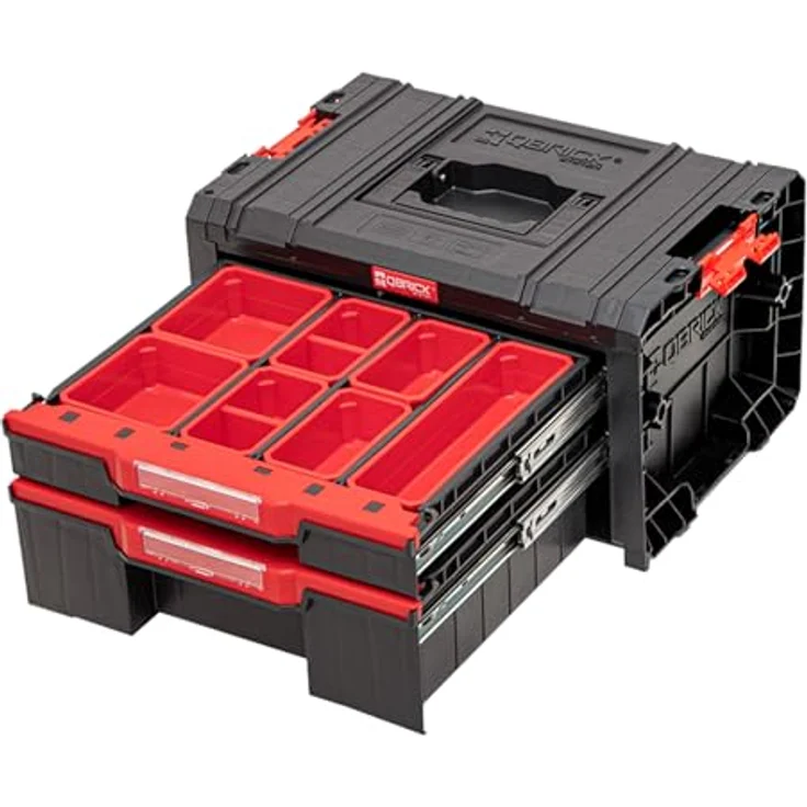 Qbrick System Pro Drawer 2, Modularer Werkzeugkoffer mit 2 ausziehbaren Schubladen, verstellbaren Trennwänden und komfortablem Griff – Bild 4