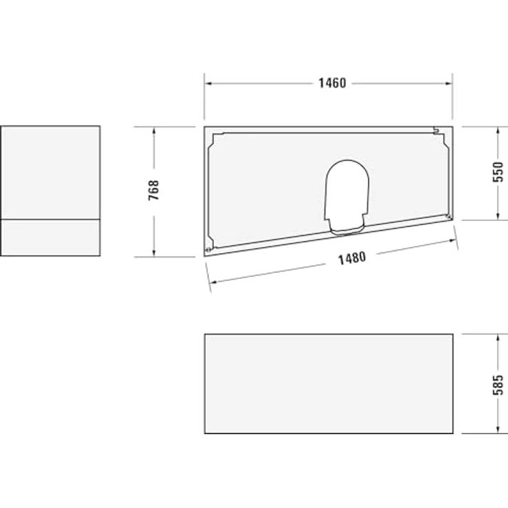 Duravit No.1 Einbau-Badewanne, trapezförmig, 1500x800mm, 1 Rückenschräge links, weiß, 115 Liter Nutzinhalt – Bild 2