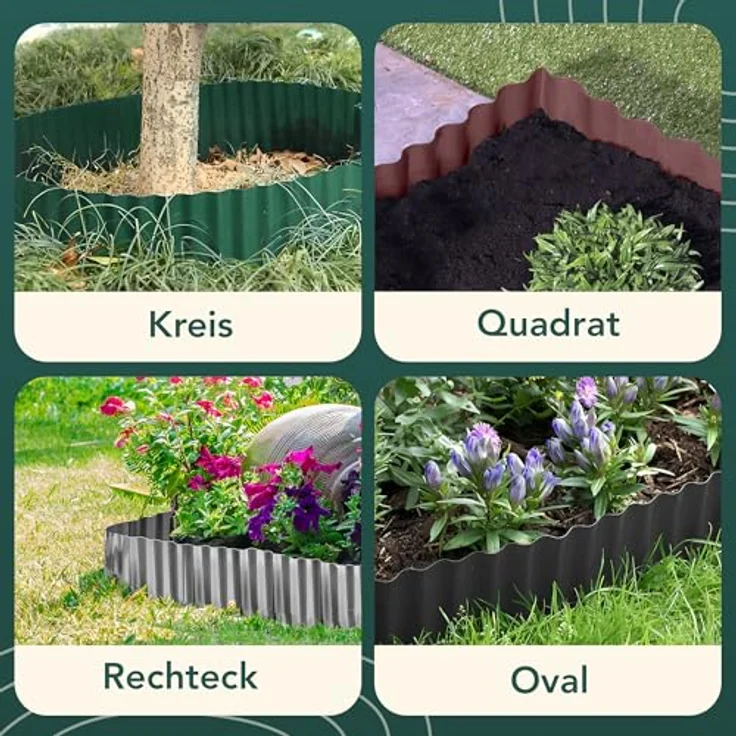 GARDENIX Rasenkante Kunststoff 9m, Höhe 20 cm - Flexibel und wetterbeständig, Beeteinfassung Anthrazit für Blumenbeet – Bild 4