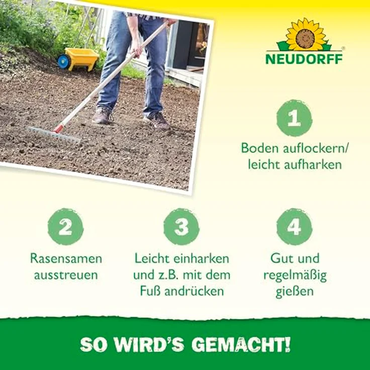 Neudorff UniversalRasenSamen, Hochwertige Rasensamen-Mischung für Neuanlage und Nachsaat, schnellkeimend in 5 Tagen, 2 kg, Braun – Bild 5