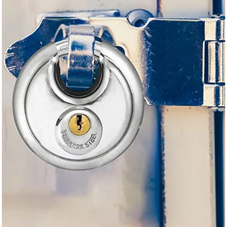 Rundschloss 70mm | Sicherheitsschloss mit 2 Schlüssel | Vorhängeschloss wetterfest - Edelstahl [rostfrei] | Auto Anhänger Kastenschloss | gleichschließendes Schloss | Hängeschloss für Außenbereich – Bild 5