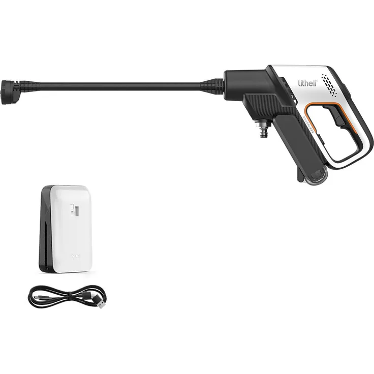 Litheli Hochdruckreiniger 4262443060263, Kompakt und Akku-betrieben, 198 l/h, 42 bar, max. 40 °C, Schwarz/Weiß