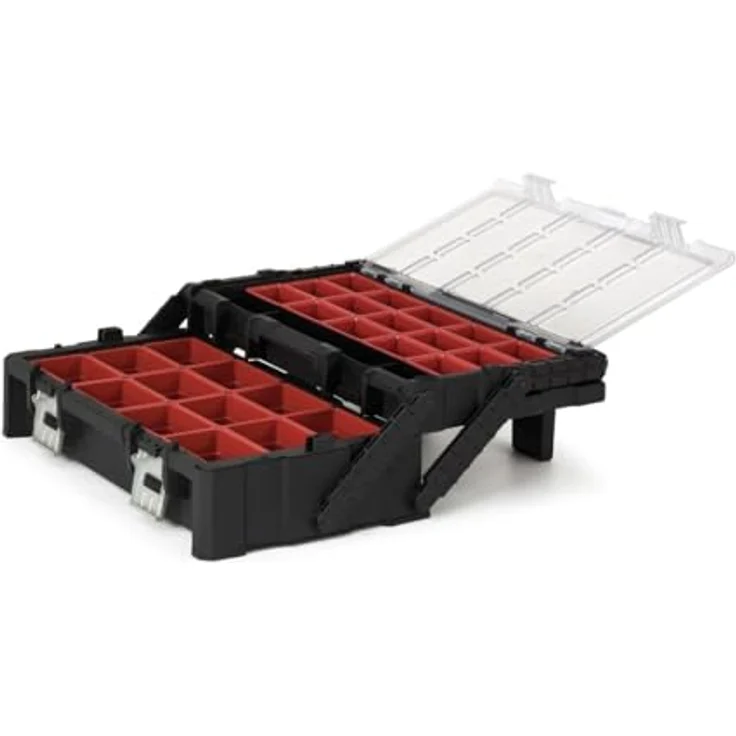 Keter 17185073 Sortimentskasten Master Pro Serie Cantilever 22 Zoll, Kunstoff, rot-silber – Bild 2