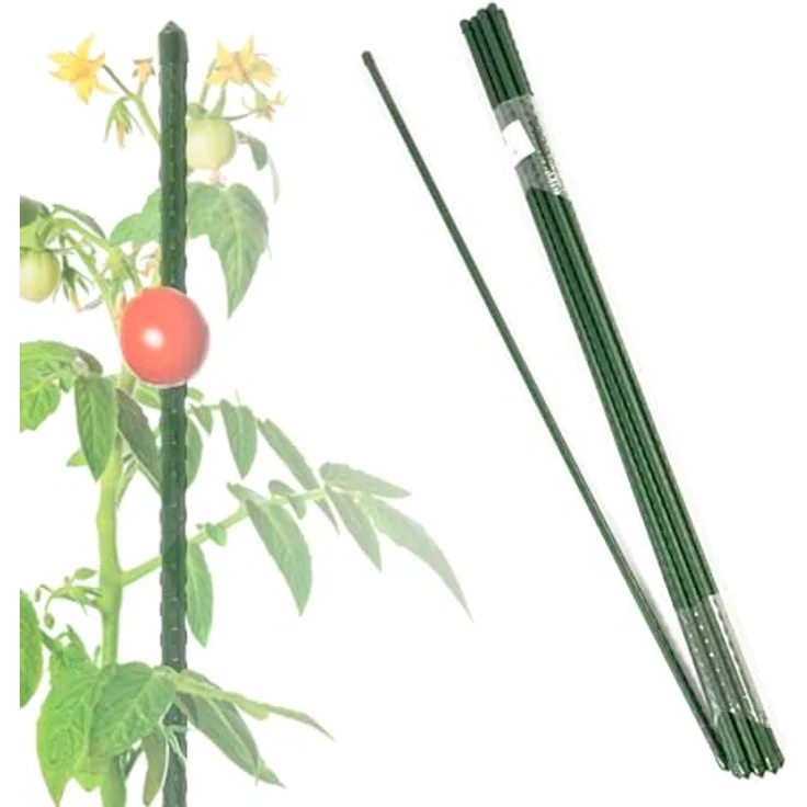 KARAT Rankhilfe Pflanzstäbe 180cm, 10 Stück aus Stahl und Kunststoff, stabil und UV- sowie rostbeständig für Kletterpflanzen, Tomaten und Gurken – Bild 1