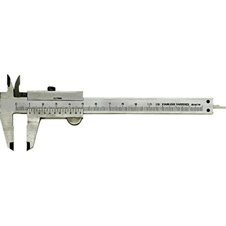 Forum Taschenmessschieber Klein 100 mm, analog aus rostfreiem Stahl mit Feststellschraube und rechteckigem Tiefenmaß – Bild 2