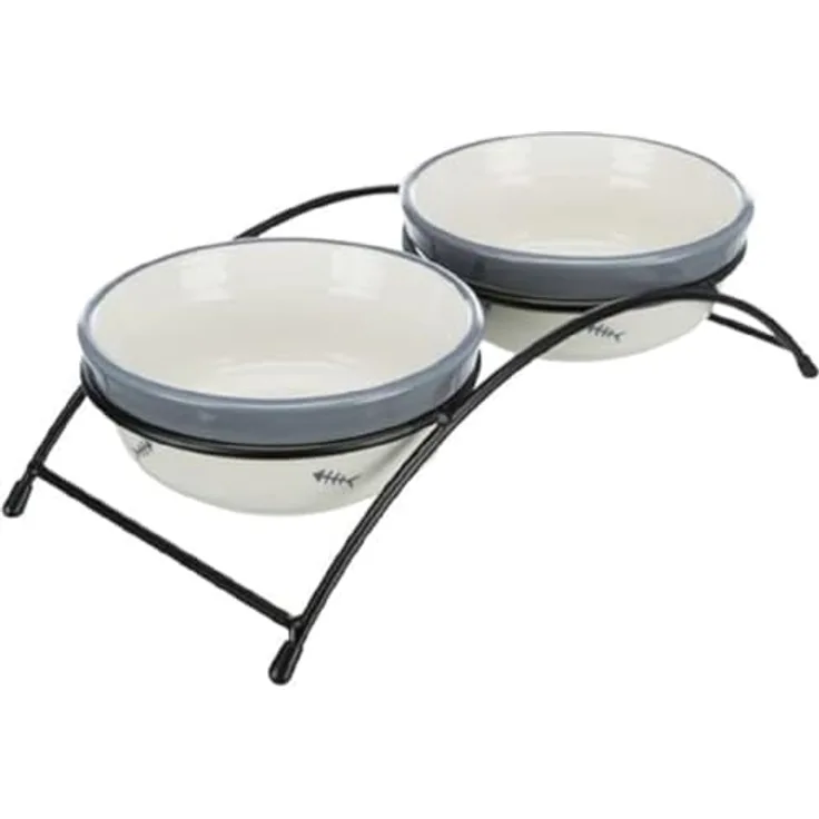 Trixie Keramikschale mit Pfotenabdrücken für Hunde, 1,4 Liter/20 cm, (braun oder taupe)
