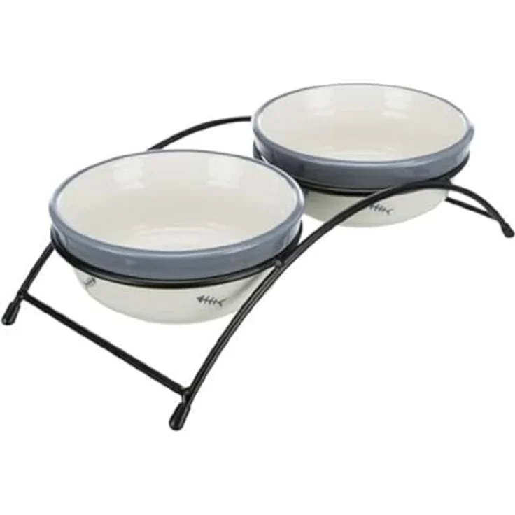 Trixie Keramikschale mit Pfotenabdrücken für Hunde, 1,4 Liter/20 cm, (braun oder taupe) – Bild 1