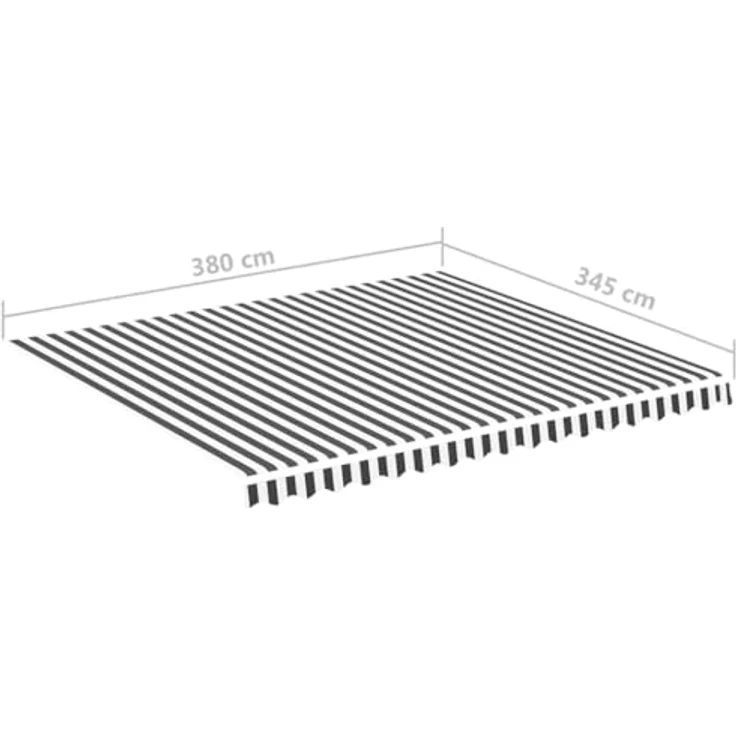 DELUKE® Markisenbespannung Markisenstoff Wasserabweisend Reißfest | Anthrazit-Weiß, für 400x350cm Rahmen | Markise mit Volant – Bild 2
