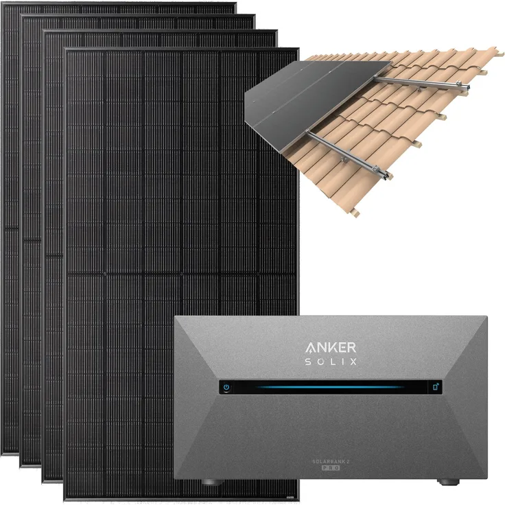 Anker SOLIX 2000W Balkonkraftwerk, 4×500W SolarSpace Module mit Halterung für Dachziegel, erweiterbare 1,6 kWh LiFePO4 Batterie