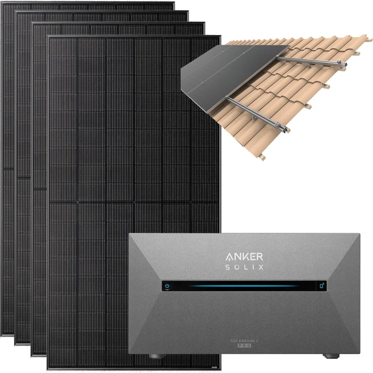 Anker SOLIX 2000W Balkonkraftwerk, 4×500W SolarSpace Module mit Halterung für Dachziegel, erweiterbare 1,6 kWh LiFePO4 Batterie