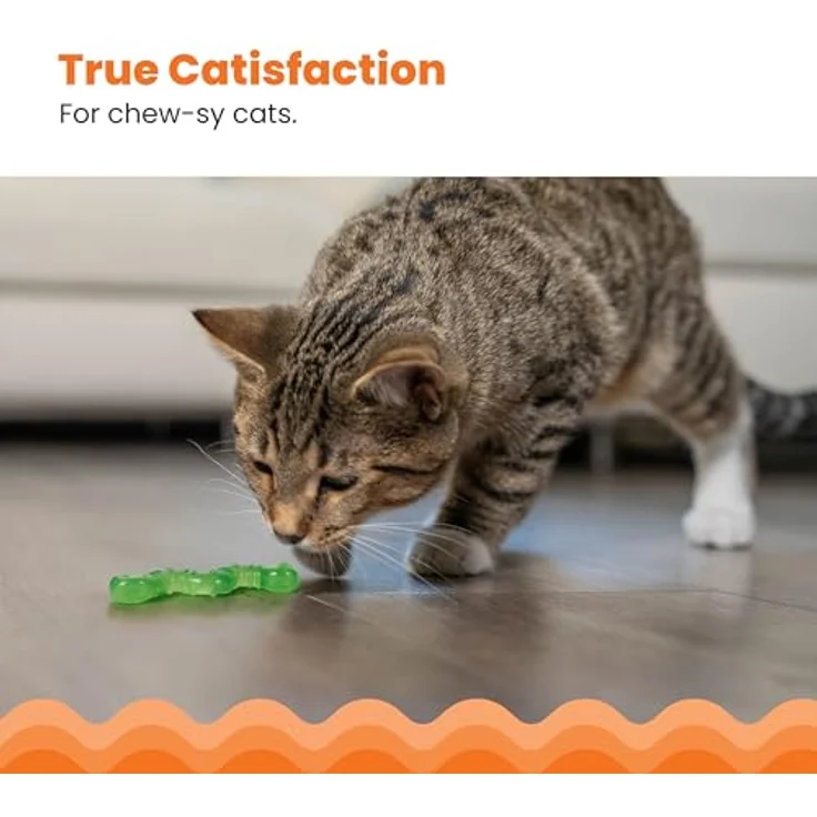 Catstages Petstages 329 Orkakat Wiggle Worm, Kauspielzeug aus flexiblem Material mit echtem Katzenminze-Inhalt, orange, einheitsgröße – Bild 2