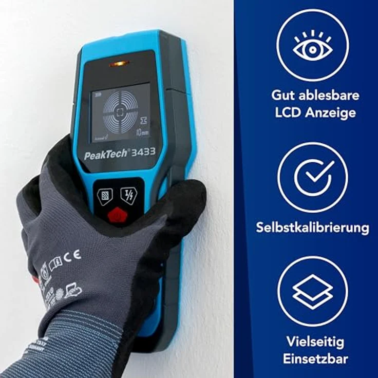 PeakTech Leitungsortungsgerät PeakTech P 3433: Digitaler Wandscanner, 1-tlg. mit invertierter LCD Anzeige - Preisvergleich – Bild 3