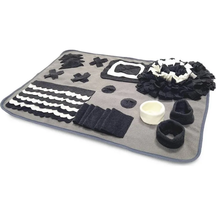 DUVO+ Snackmatte Deluxe, Tier-Intelligenzspielzeug für Katzen, 75 x 50 cm, grau/schwarz