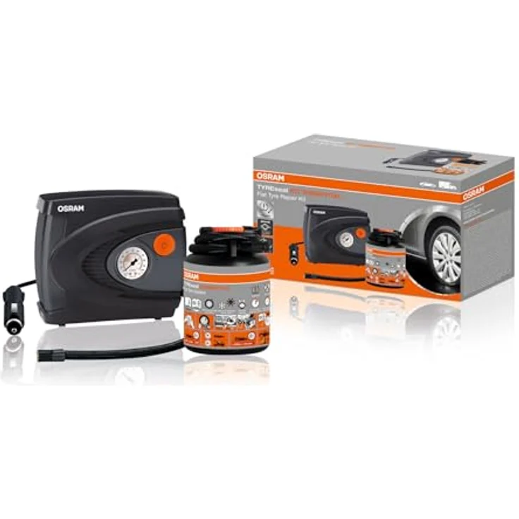 Osram TYREseal Kit Essential, Reifenkompressor mit Dichtmittel (0.45 l), repariert Reifenschäden bis 6 mm, umweltfreundlich und einfach zu handhaben, inkl. Aufbewahrungstasche – Bild 1