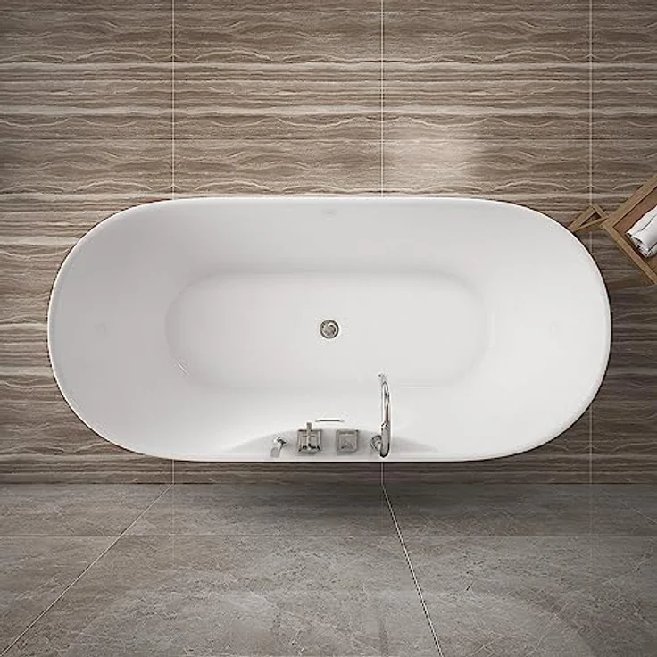HOME DELUXE - freistehende Badewanne - LENI mit Armatur, Weiß - Maße: ca. 170 x 80 x 58 cm - Füllmenge: 235 Liter, inkl. Überlaufschutz, Siphon und Verschluss I Spa, für 2 Personen – Bild 5