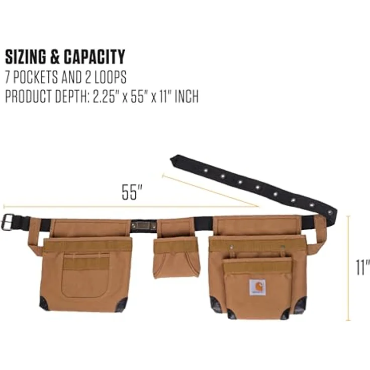 Carhartt Gepolsterter Werkzeuggürtel mit 7 Taschen, langlebig und wasserabweisend, Carhartt Brown – Bild 4