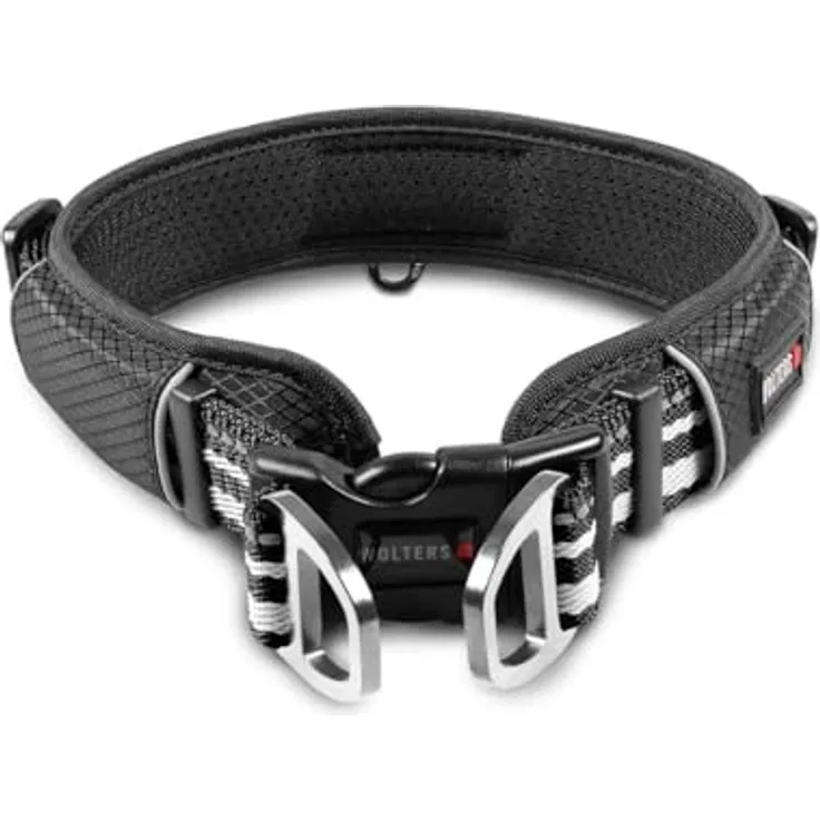 Wolters Active Pro Hunde-Halsband, schwarz/schwarz, mit atmungsaktivem Mesh-Gewebe und stabilem Schnellverschluss
