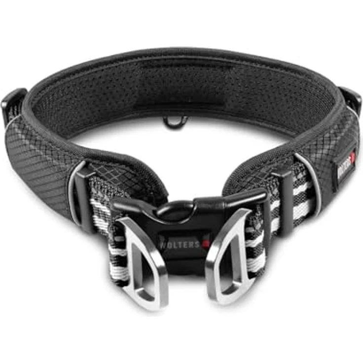 Wolters Active Pro Hunde-Halsband, schwarz/schwarz, mit atmungsaktivem Mesh-Gewebe und stabilem Schnellverschluss – Bild 1