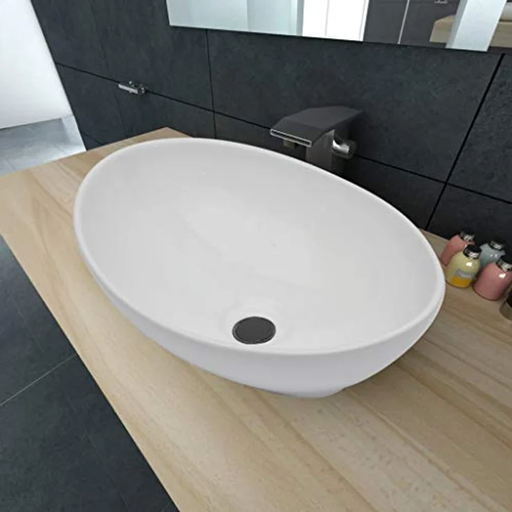 vidaXL vidaXL Luxus Keramik Waschbecken Oval Weiß 40 x 33 cm – Bild 3