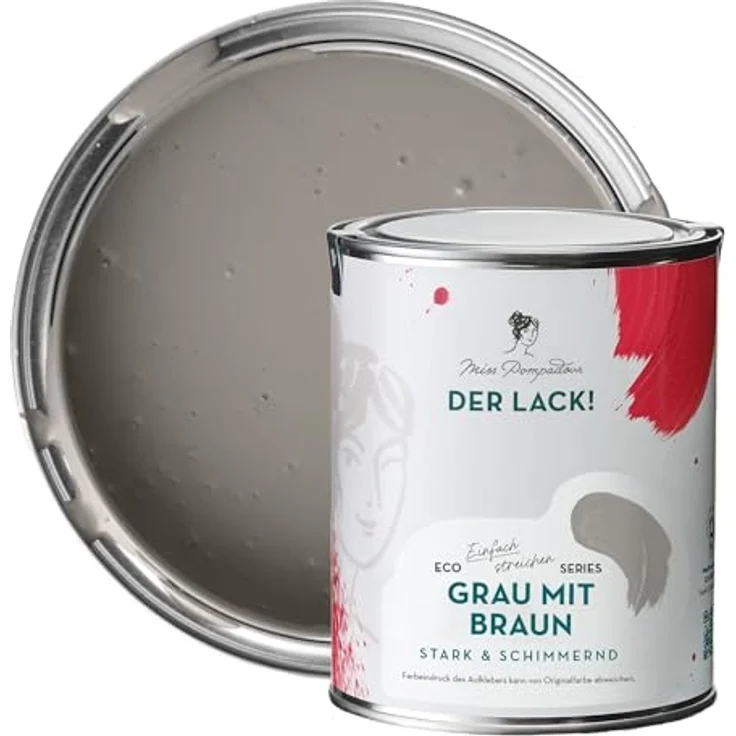MissPompadour Holzfarbe Grau mit Braun, 1L Seidenmatte, witterungsbeständig für Innen & Außen – Bild 1