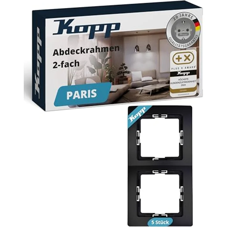 Kopp Abdeckrahmen 402550011, 2-fach Unterputzmontage, schwarz, matt, RAL 9005 – Bild 1