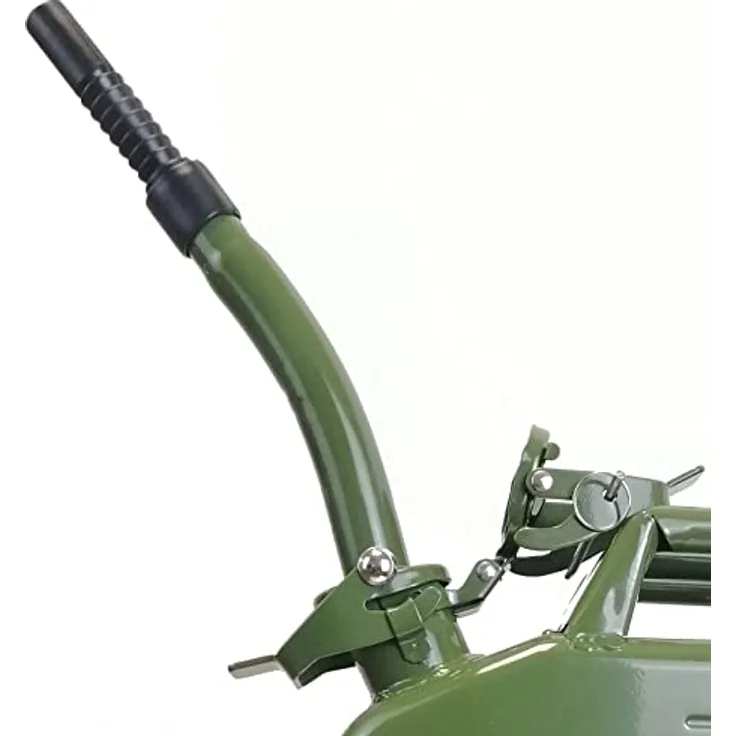 TRUTZHOLM Kanister Ausgießer, olivgrün, robust mit Dichtung und Sieb für Metallkanister, 30 cm Länge, geeignet für Benzin, Diesel, Öl und Wasser