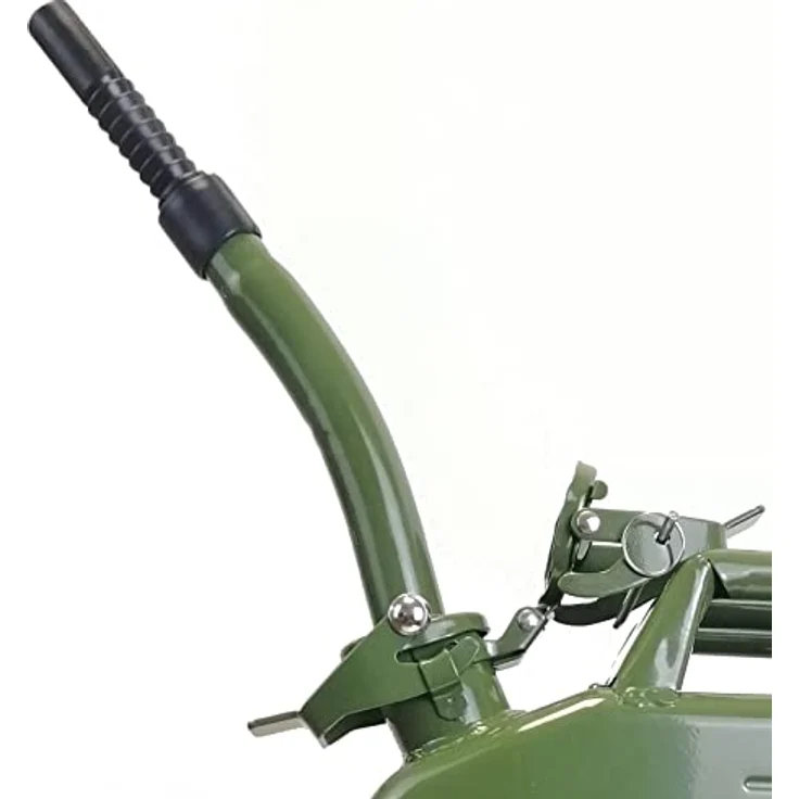 TRUTZHOLM Kanister Ausgießer, olivgrün, robust mit Dichtung und Sieb für Metallkanister, 30 cm Länge, geeignet für Benzin, Diesel, Öl und Wasser – Bild 1