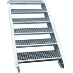Srm-Design 6 Stufen Stahltreppe Breite 100cm Geschosshöhe 90-120cm / Robuste Außentreppe/Wangentreppe/Stabile Industrietreppe für den Außenbereich/Inklusive Zubehör