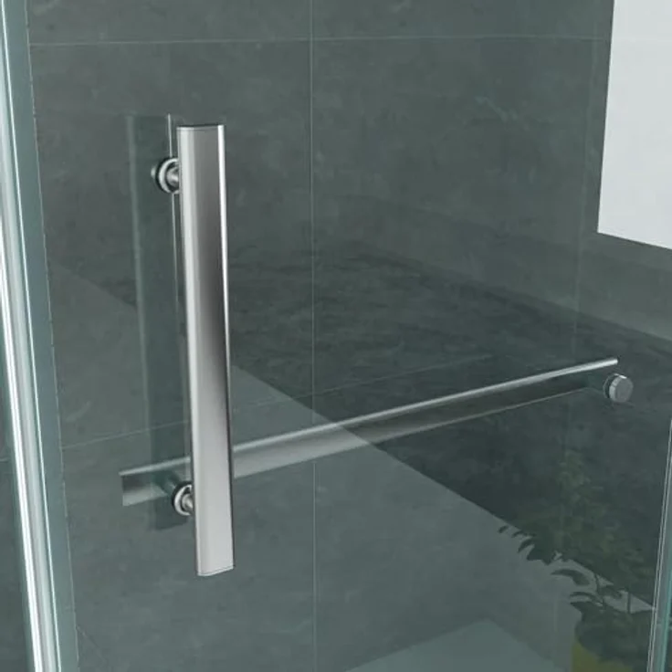BELVIT Duschkabine 80 x 120 x 195 cm, Drehtür mit Festpaneel und Seitenwand, 8 mm Sicherheitsglas mit Nanobeschichtung, Chrom Klarglas – Bild 3