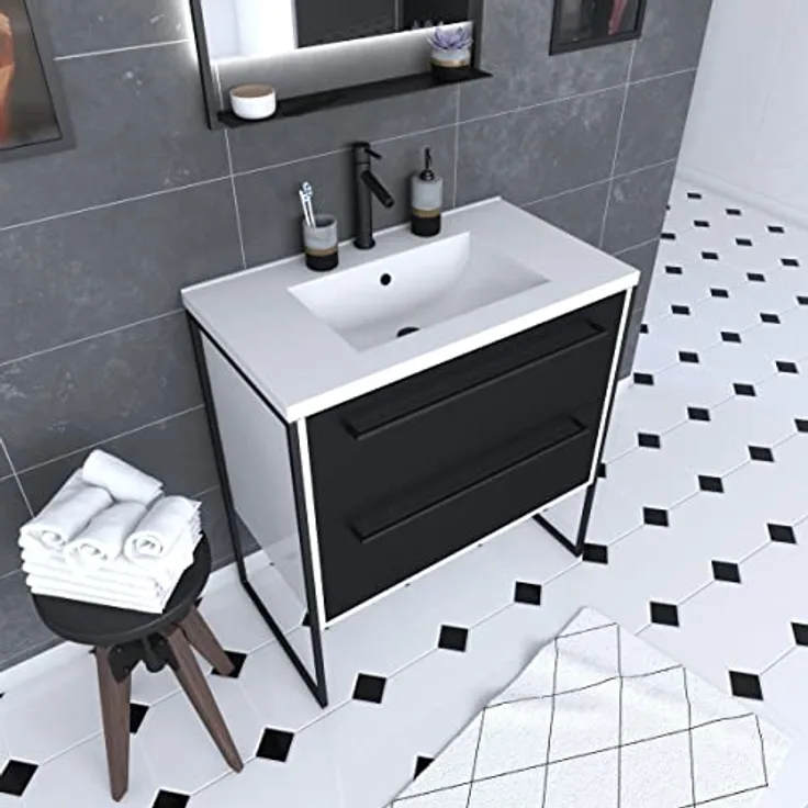 AURLANE PACM021 Structura P021 Badezimmermöbel, schwarz/weiß