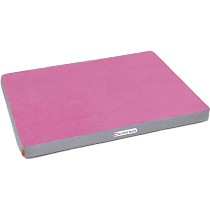 Doctor Bark | orthopädische Hundematratze mit kuscheliger Fleece-Liegefläche, waschbares Liegekissen für große Hunde (L - 100x70 cm, hot pink - hellgrau)