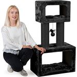 HAPPYPET Kratzbaum stabil 109 cm für große Katzen | Premium Qualität | 12 cm Sisalstämme mit 8 mm dickem Sisalseil | 600g Plüsch | Kratzbaum klein für schwere Main Coon | E1 Zertifiziert