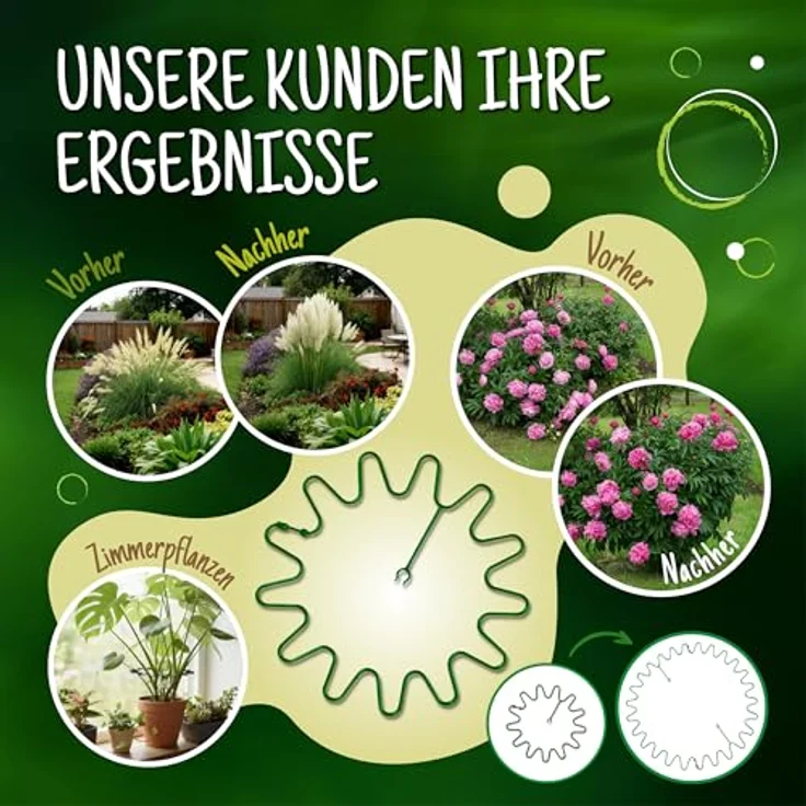 ARPON Staudenhalter rund, 10 Stück – Einstellbare Blumen- und Pflanzenstütze Ø 21,5 cm in Grün – Ideal für Hortensien, Sträucher und Stauden im Garten – Bild 5