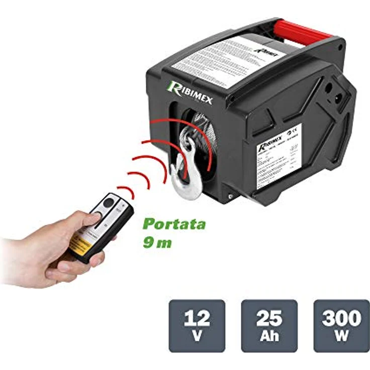 RIBITECH 4277 Seilwinde für Auto, 5 t, vorwärts und rückwärts, 12 V, schwarz – Bild 3