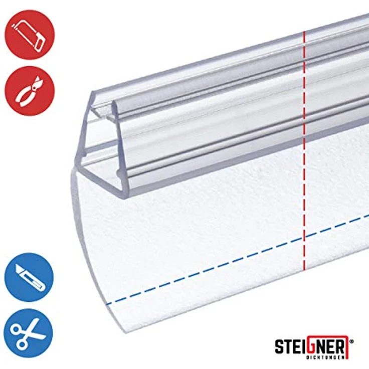 STEIGNER Duschdichtung, 30cm, Glasstärke 3,5/4/ 5 mm, Gerade PVC Ersatzdichtung für Dusche, UK04 – Bild 4