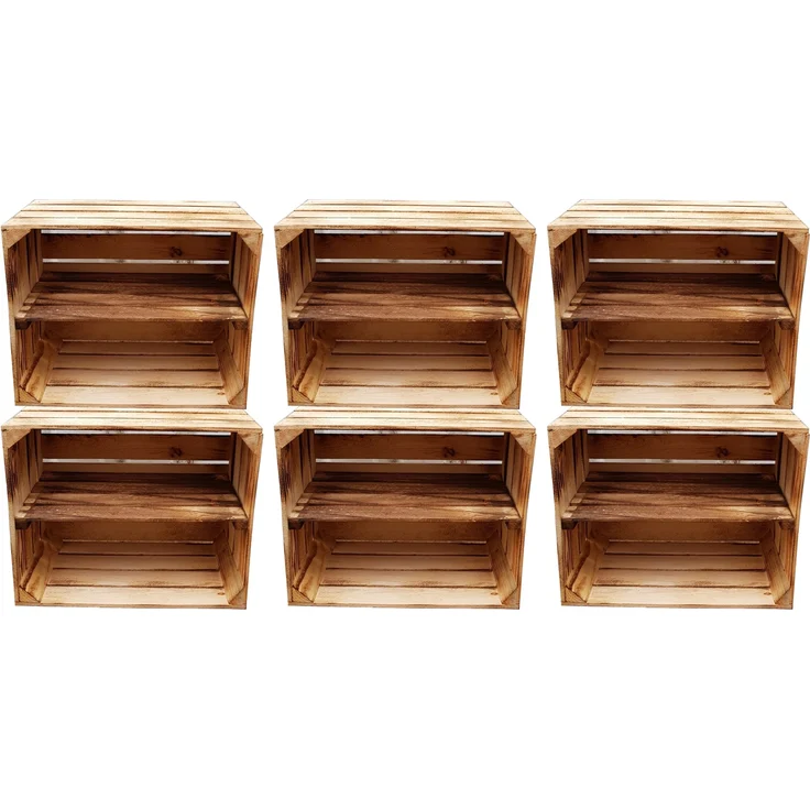 Teramico 6 x Geflammte Neue Obstkiste mit Zwischenboden Lang 50 x 40 x 30cm – Bild 2