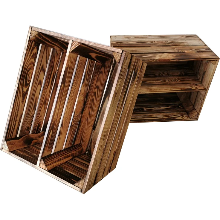 Teramico 6 x Geflammte Neue Obstkiste mit Zwischenboden Lang 50 x 40 x 30cm – Bild 6