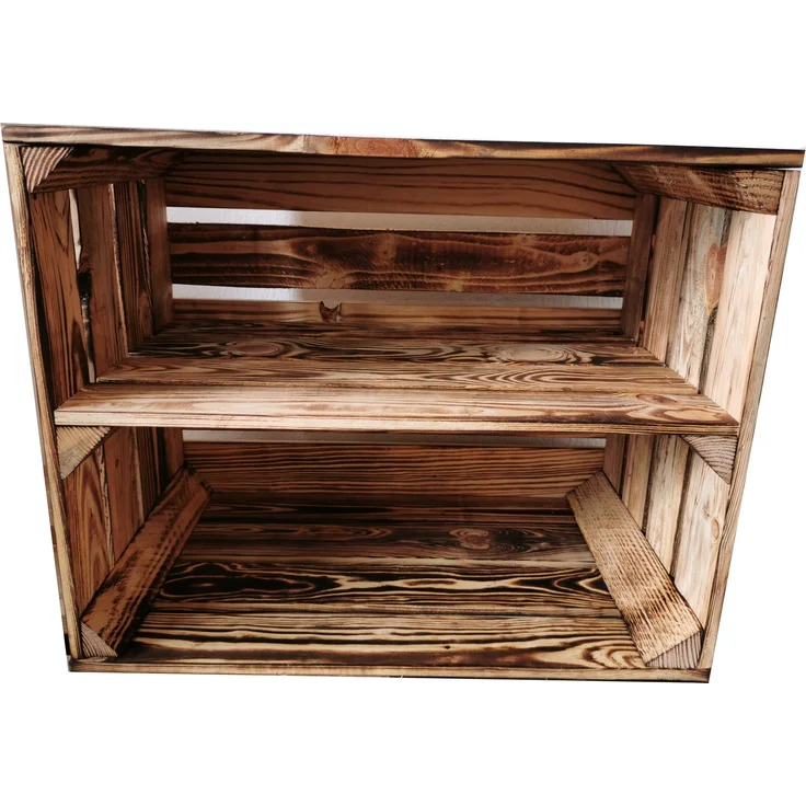 Teramico 6 x Geflammte Neue Obstkiste mit Zwischenboden Lang 50 x 40 x 30cm – Bild 3