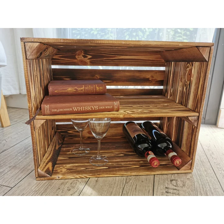 Teramico 6 x Geflammte Neue Obstkiste mit Zwischenboden Lang 50 x 40 x 30cm – Bild 7